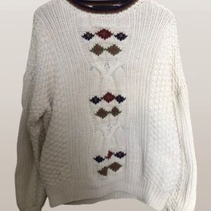 Vintage Chunky Knit Cottagecore Fisherman Crewneck Sweater Medium